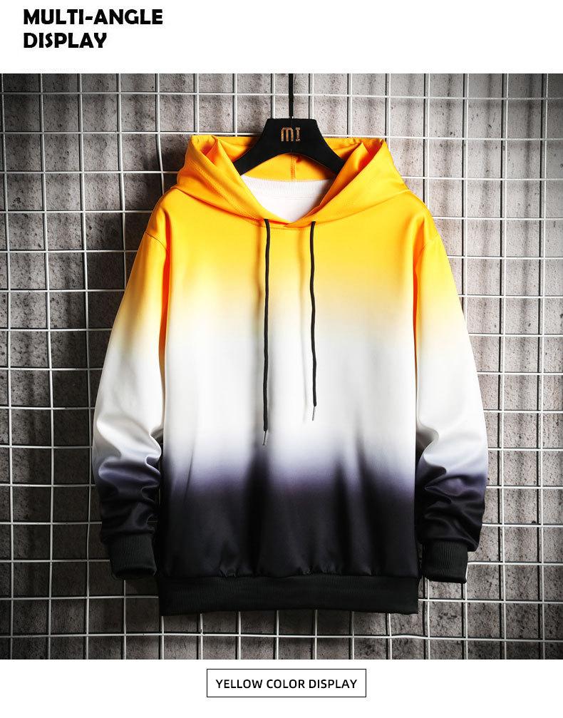 New Men Hoodies Harajuku 2022 Spring Men's Casual Sweatshirts Hip Hop Streetwear Male Hooded Pullover Tops Gradient Patchwork