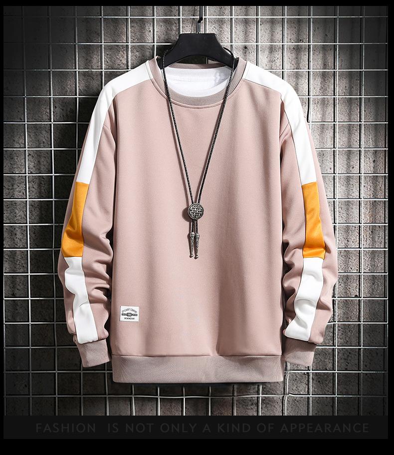 Long Sleeve Sweatshirt Harajuku Sweatshirt Men 2022 New Fashion 6 Color Hoodie Men Casual O Neck Patchwork Sweatshirt for Young